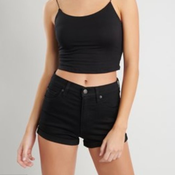 Garage Retro High Waist Jean Shorts Black Denim